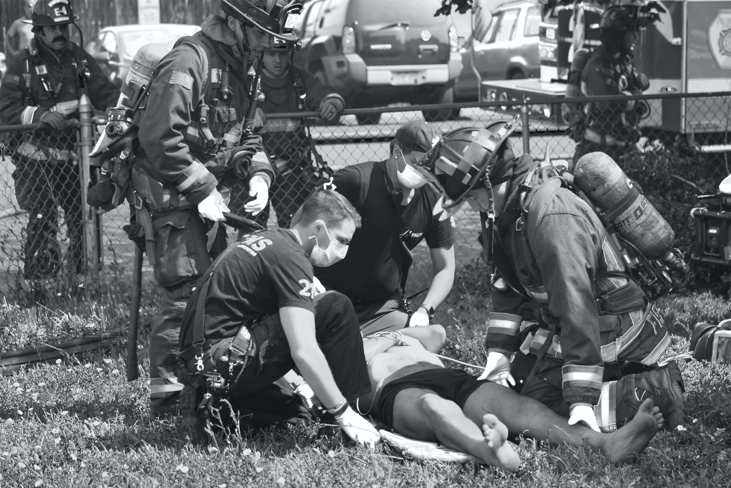 EMS and FIRE working together to save a patient